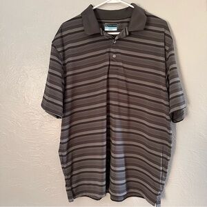 PGA TOUR Airflux Striped Polo Shirt XL Gray Performance Golf Shirt